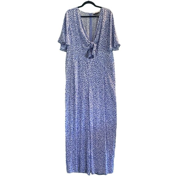 Eloquii Elements Short Sleeve Cutout Midriff Blue Pattern Jumpsuit Size 20 - Picture 6 of 9